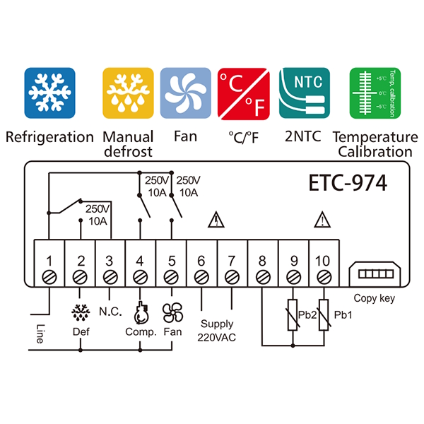 Контроллер  температуры ZERO аналог ELITECH ETC-974 10A + 2 датчика