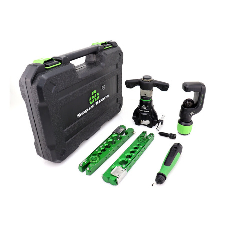 Вальцовка с реверсом ST-R806FT-L в наборе (кейс, труборез ST-532, риммер ST-207, две плашки Ø 1/4"-3/4" и 6-19мм)